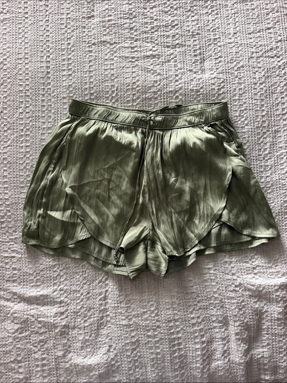 Hollister Olive Satin Tulip Skort Shorts
